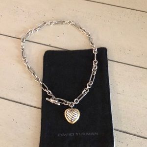 David Yurman Heart Cable Figaro Pendant Necklace